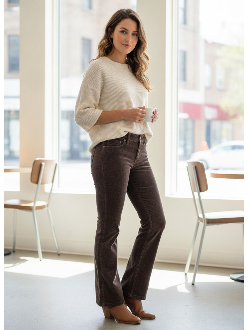 1588 - Free People Brown Corduroy Bootcut Pants Size 31